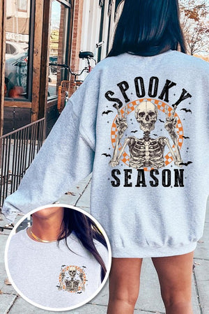 Spooky Season Skeleton Graphic Fleece Sweatshirts