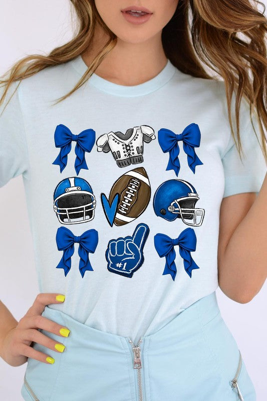 Blue Coquette Football Graphic Tee