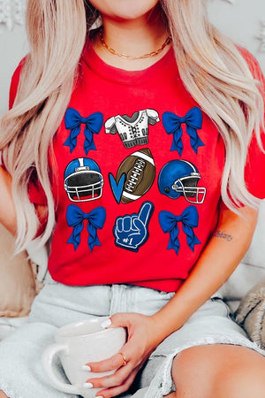 Blue Coquette Football Graphic Tee