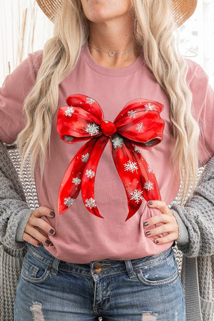 Christmas Snowflakes Bow Graphic Tee