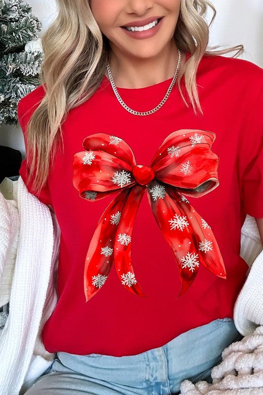 Christmas Snowflakes Bow Graphic Tee