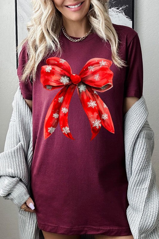 Christmas Snowflakes Bow Graphic Tee