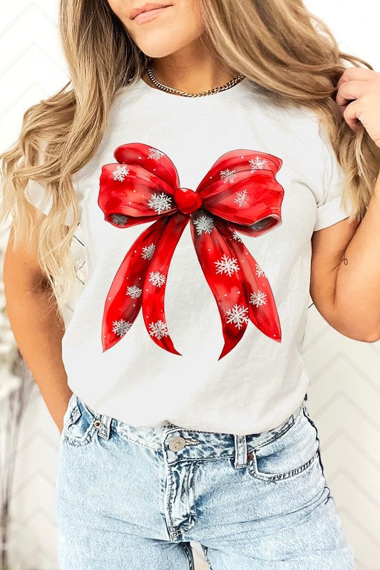 Christmas Snowflakes Bow Graphic Tee