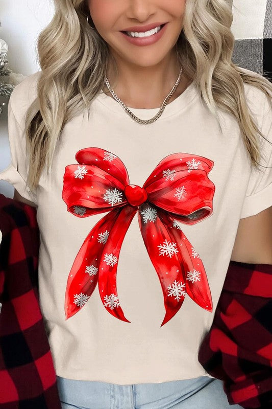 Christmas Snowflakes Bow Graphic Tee