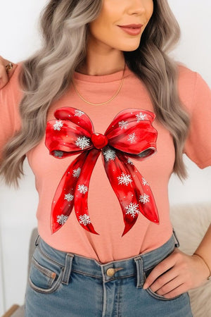 Christmas Snowflakes Bow Graphic Tee