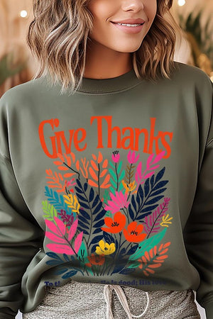 Give Thanks Christian Graphic Fleece Sweatshirts