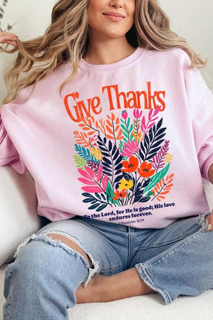 Give Thanks Christian Graphic Fleece Sweatshirts