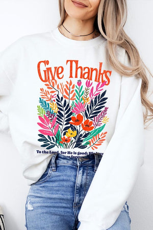 Give Thanks Christian Graphic Fleece Sweatshirts