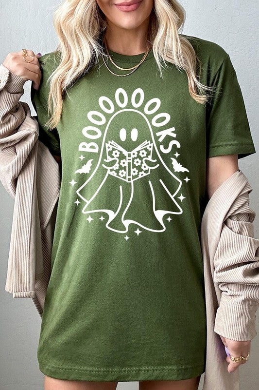 Cute Ghost Book Lover Graphic Tee