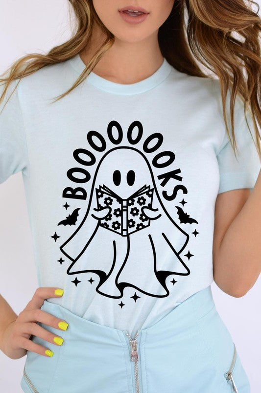 Cute Ghost Book Lover Graphic Tee