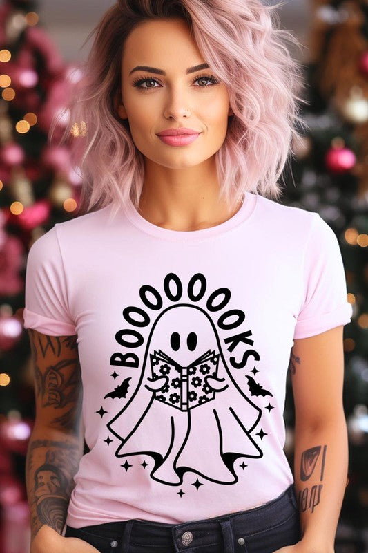 Cute Ghost Book Lover Graphic Tee