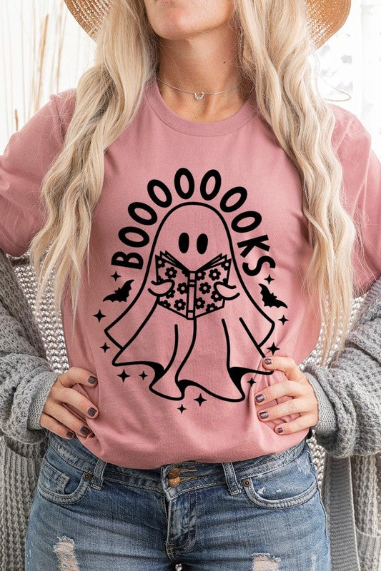 Cute Ghost Book Lover Graphic Tee