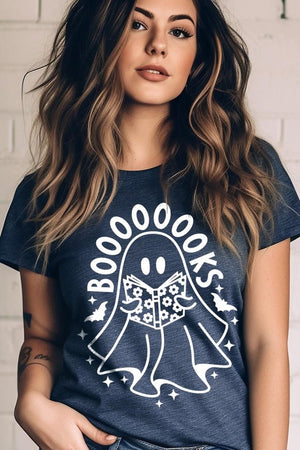 Cute Ghost Book Lover Graphic Tee