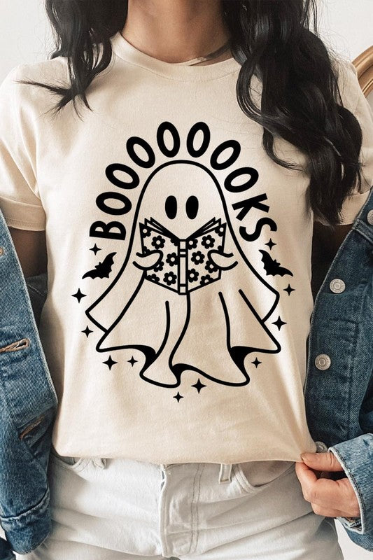 Cute Ghost Book Lover Graphic Tee