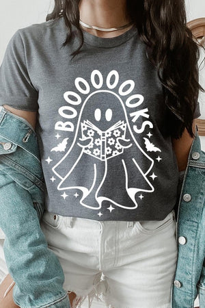 Cute Ghost Book Lover Graphic Tee