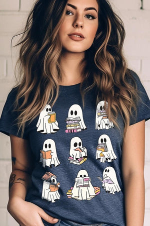 Funny Ghost Book Nerd Graphic Tee