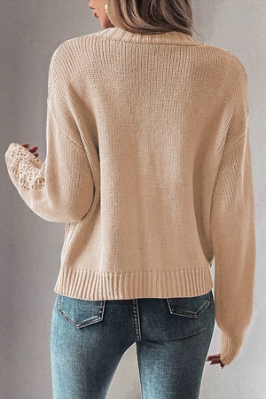 Hollow Knit Drop Shoulder Cardigan