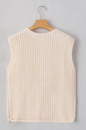 SPRING Textured Knit Buttoned Sweater Vest