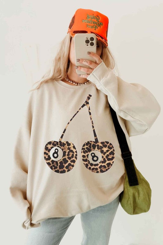 LEOPARD CHERRY OVERSIZED SWEATSHIRT