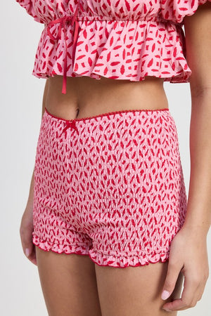 MINI RUFFLE PRINTED SHORTS