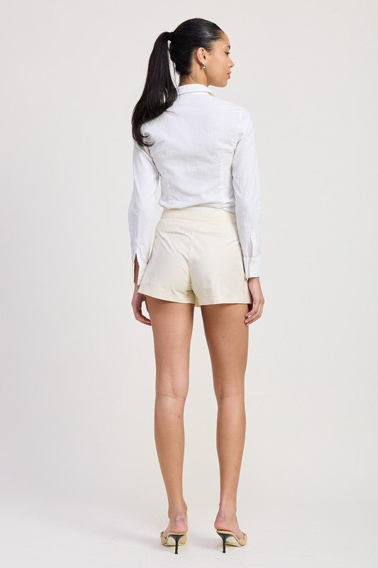 CONTRASTED WAIST BAND PLEATED SKORT