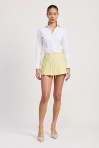 CONTRASTED WAIST BAND PLEATED SKORT