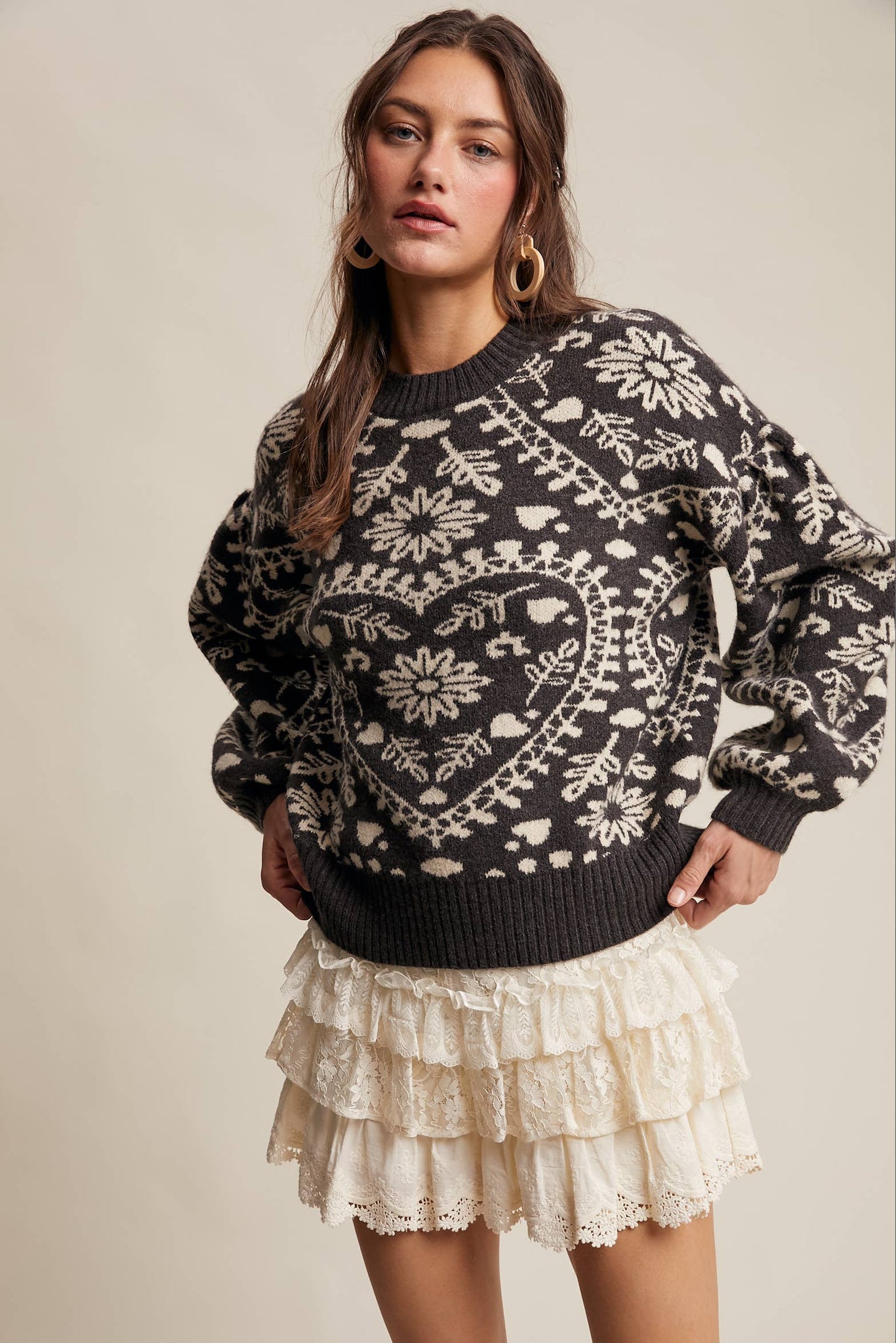 Cross My Heart Jacquard Knit Sweater