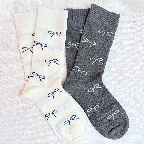 Bow Minimalist Socks Set Of 2