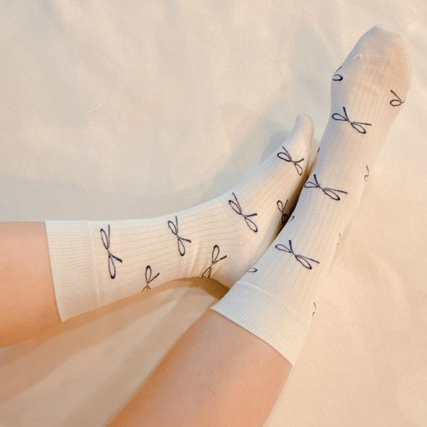 Bow Minimalist Socks Set Of 2