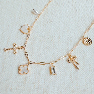 Cross Clover Multi Charm Necklace