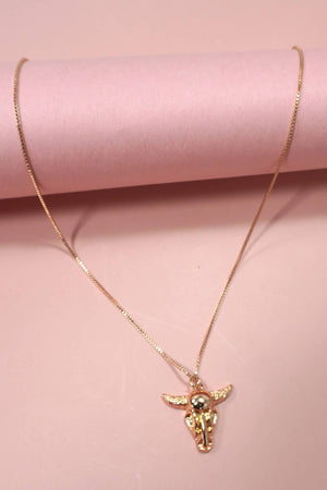 GOLD BULL HEAD CHARM NECKLACE