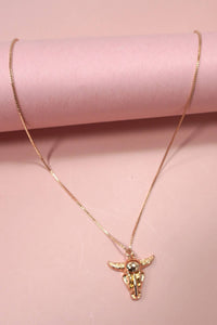 GOLD BULL HEAD CHARM NECKLACE