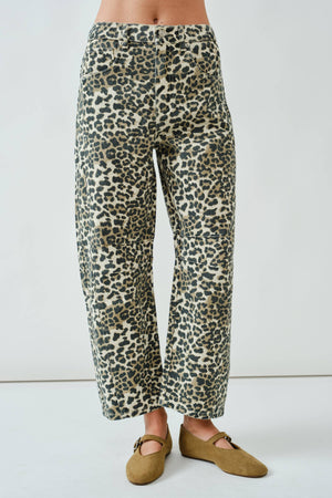 Girls Just Wanna Have Fun Leopard Barrel Jeans