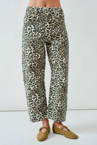 Girls Just Wanna Have Fun Leopard Barrel Jeans