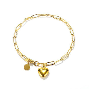 You Belong to Me Heart Paper Clip Chunky Bracelet