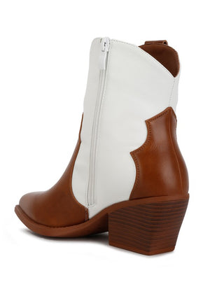 Texas Two Step Brown and Ivory Ankle Boot