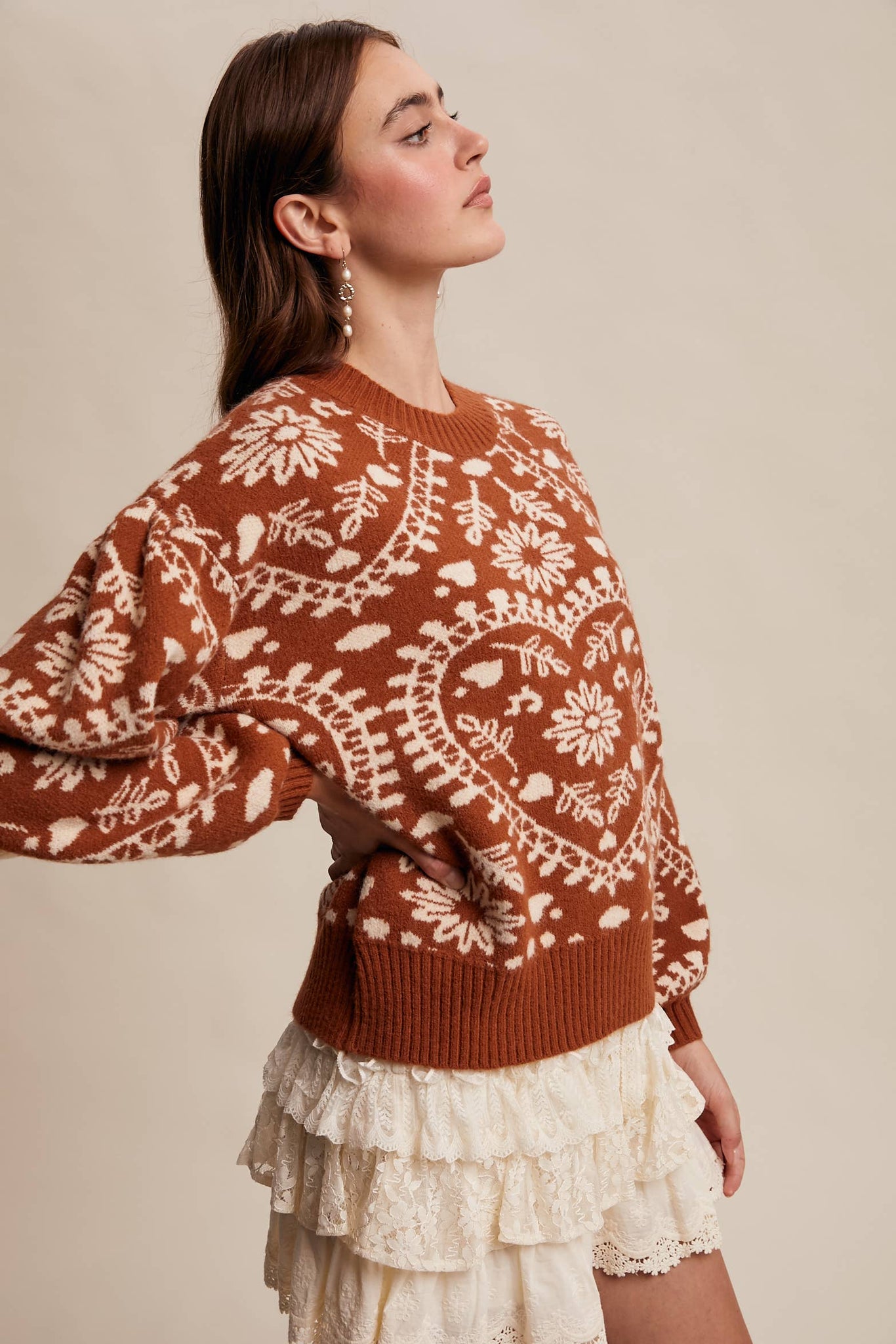 Cross My Heart Jacquard Knit Sweater
