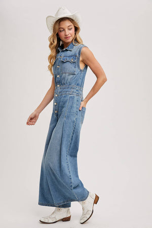 Somewhere Over Laredo Denim Jumpsuit