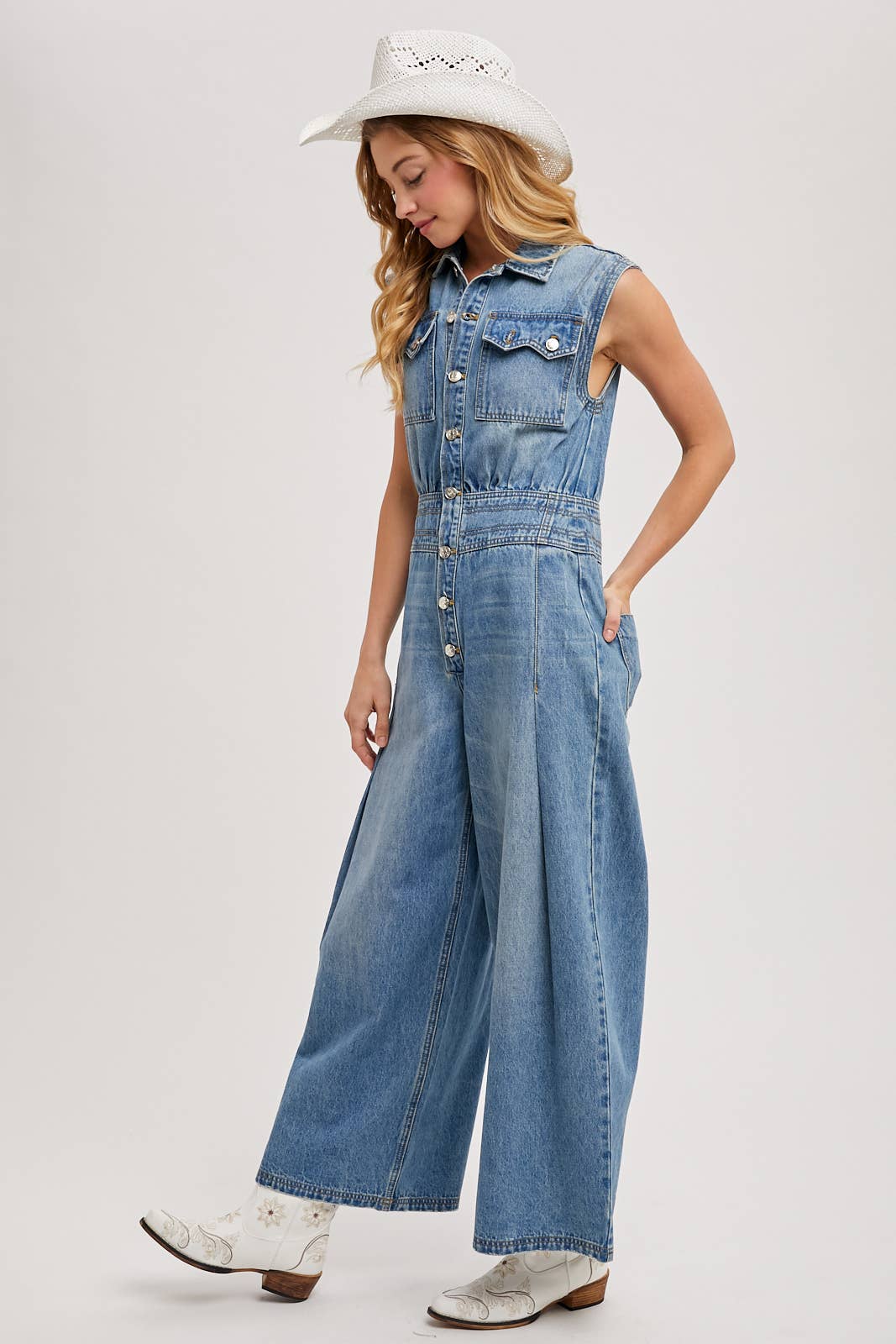 Somewhere Over Laredo Denim Jumpsuit