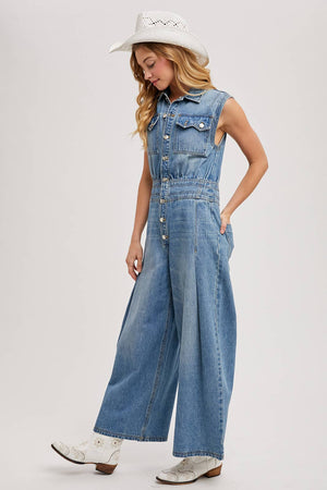Somewhere Over Laredo Denim Jumpsuit