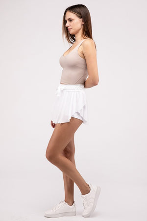 Let's Play Ruffle Hem Tennis Skirt with Hidden Inner Pockets