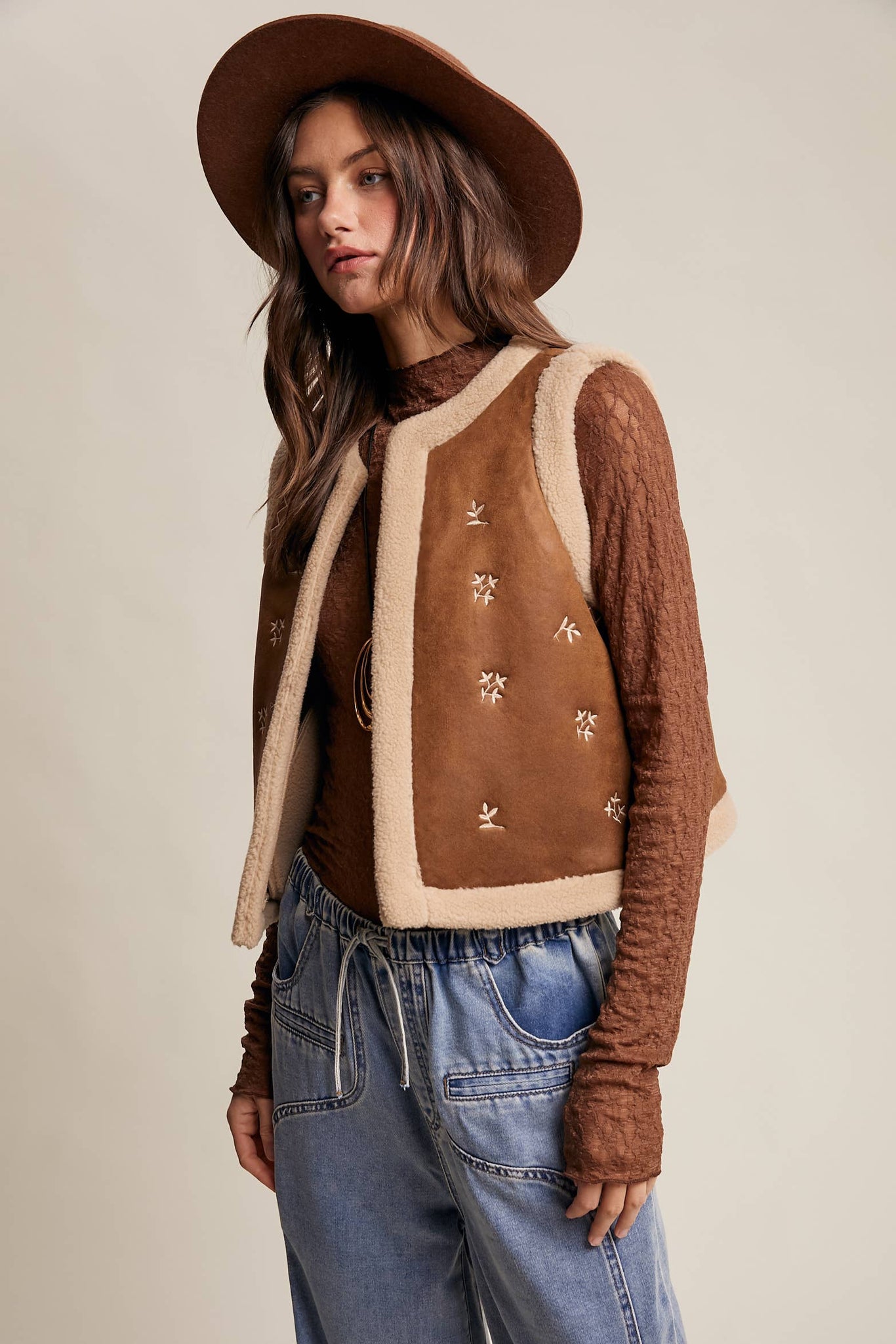 It’s Giving Yellowstone Vibes Suede Sherpa Lined Vest