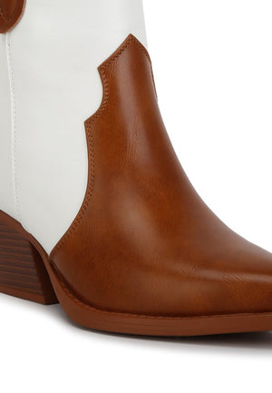 Texas Two Step Brown and Ivory Ankle Boot