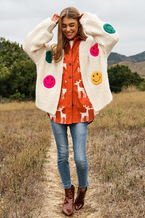 Don't Worry Be Happy Fuzzy Cardigan