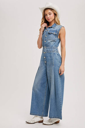 Somewhere Over Laredo Denim Jumpsuit