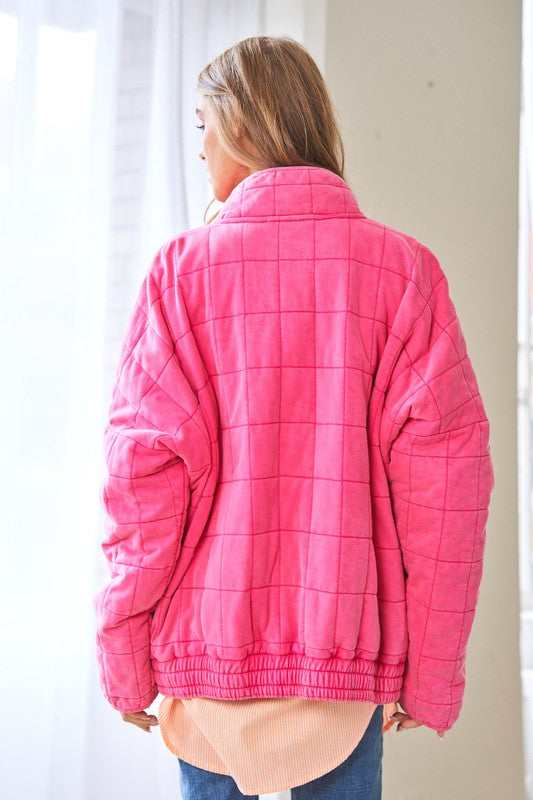 Crisp Days Comfy Quilting Zip Closure Jacket