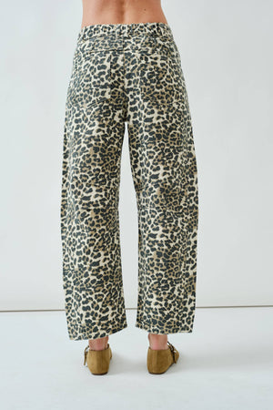 Girls Just Wanna Have Fun Leopard Barrel Jeans