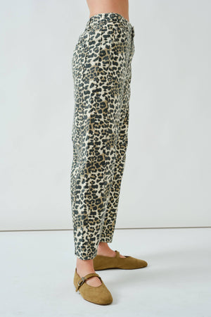 Girls Just Wanna Have Fun Leopard Barrel Jeans