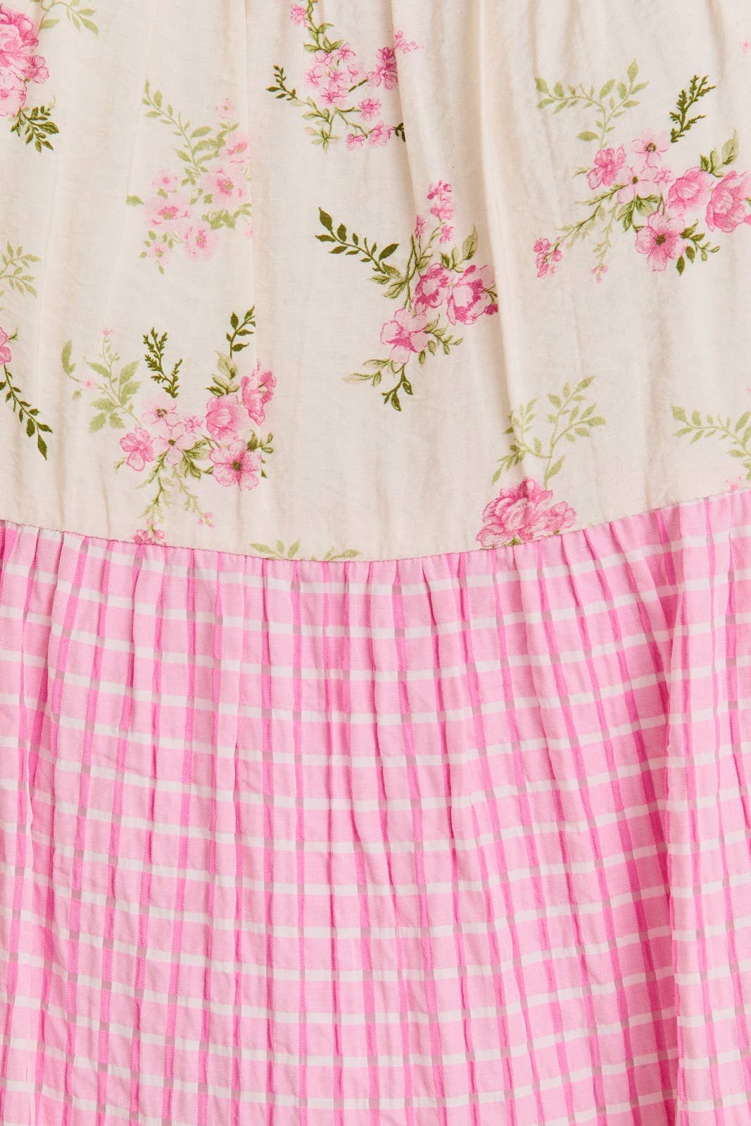 Summer is Calling Pink Floral Lace Gingham Dress