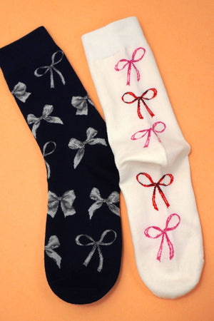 BOW  MID CALF LENGTH SOCKS
